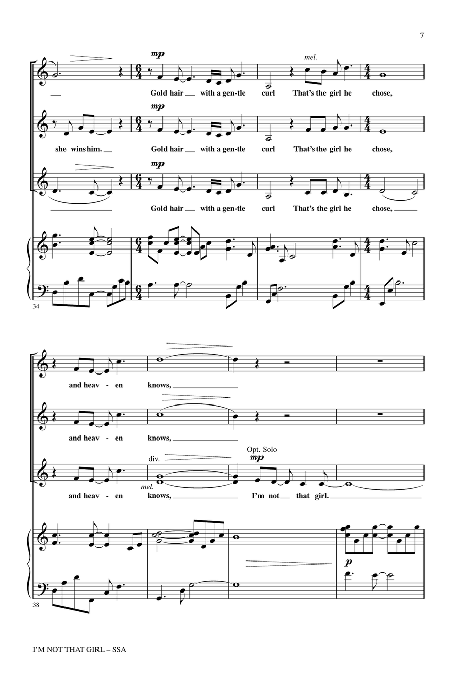 I'm Not That Girl (from Wicked) SSA scores gallery preview page 5