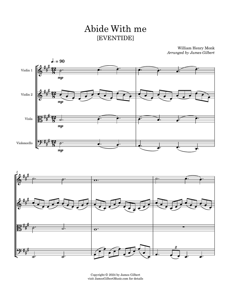 Abide With Me (EVENTIDE) String Quartet scores gallery preview page 5
