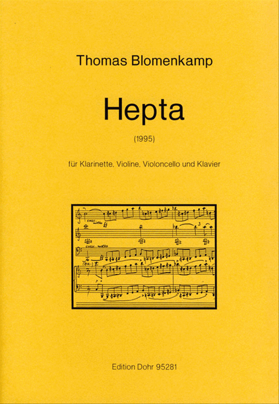 Hepta für Klarinette, Violine, Violoncello und Klavier (1995) Clarinet scores gallery preview page 1