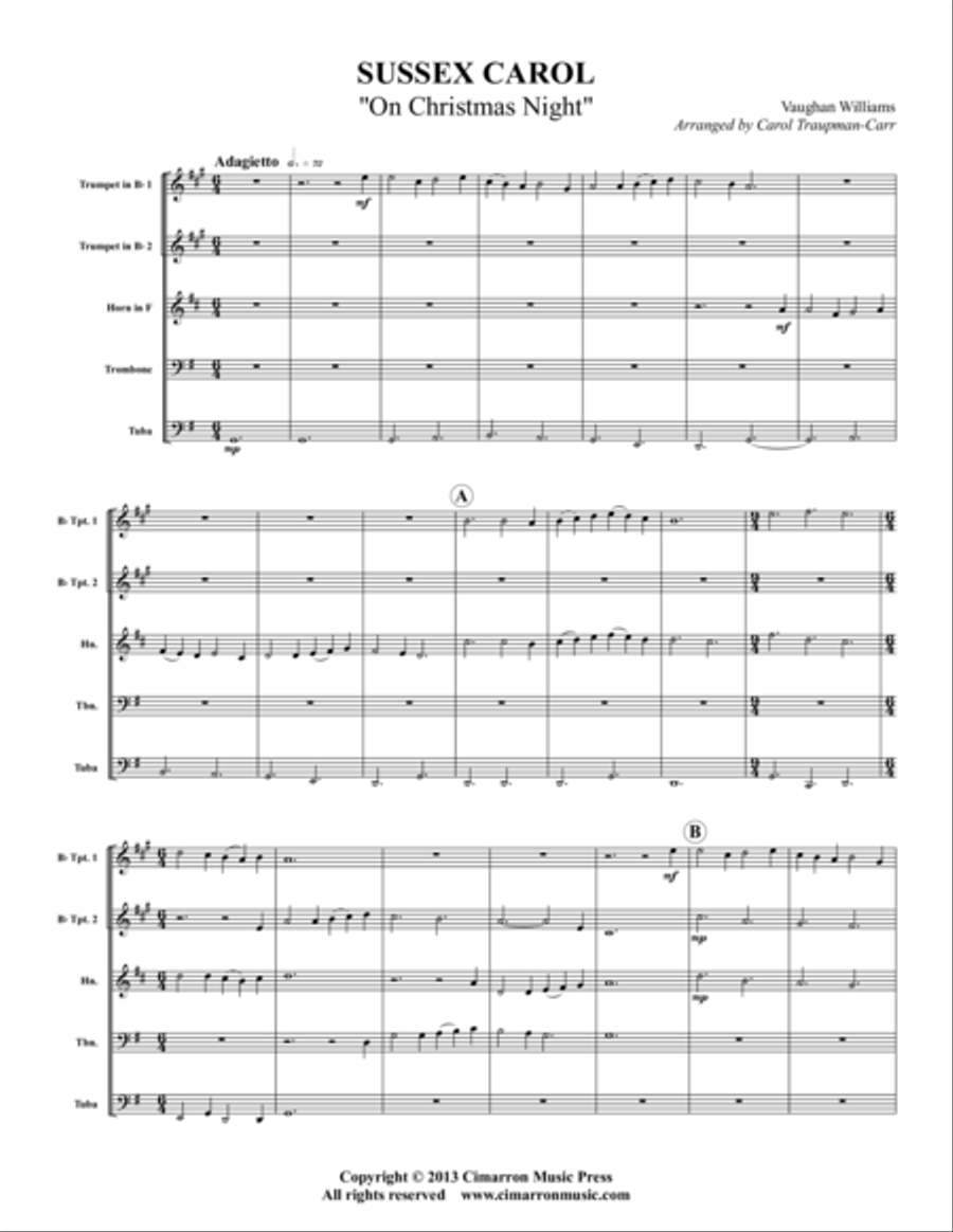 Sussex Carol Brass Quintet scores gallery preview page 1