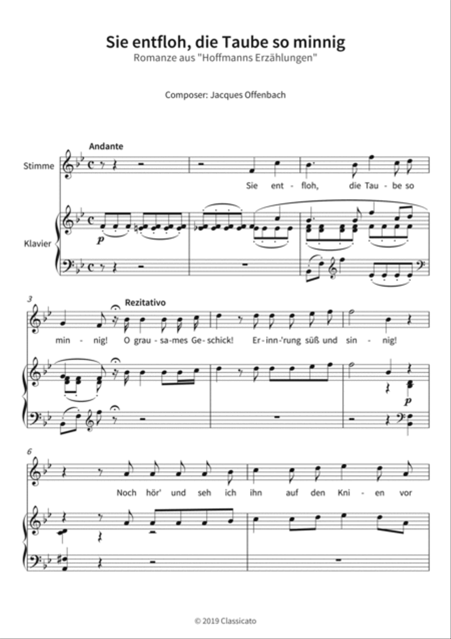 Sie entfloh, die Taube so minnig Piano, Vocal, Guitar scores gallery preview page 3