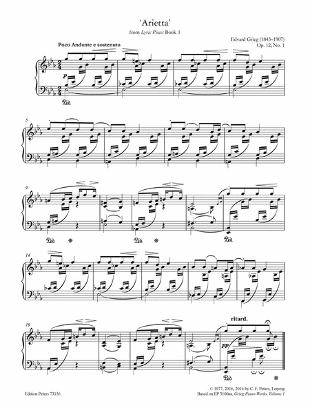 Arietta from Lyric Pieces (Book 1) for Piano