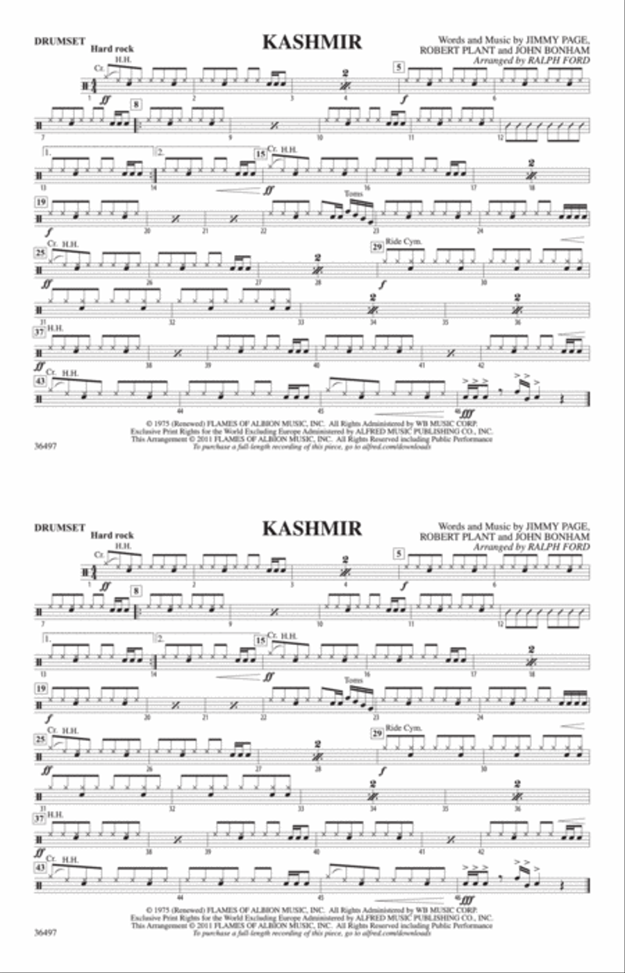 Kashmir: Drumset Kashmir: Drumset Marching Band scores gallery preview page 1