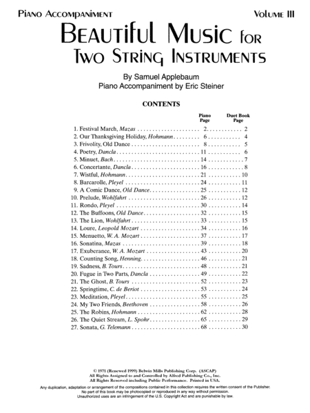 Beautiful Music for Two String Instruments, Book 3