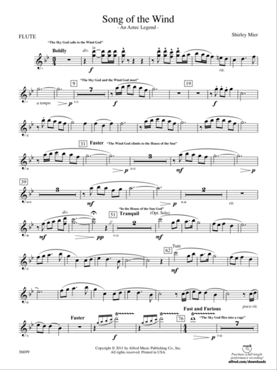 Song of the Wind: Flute Concert Band scores gallery preview page 1