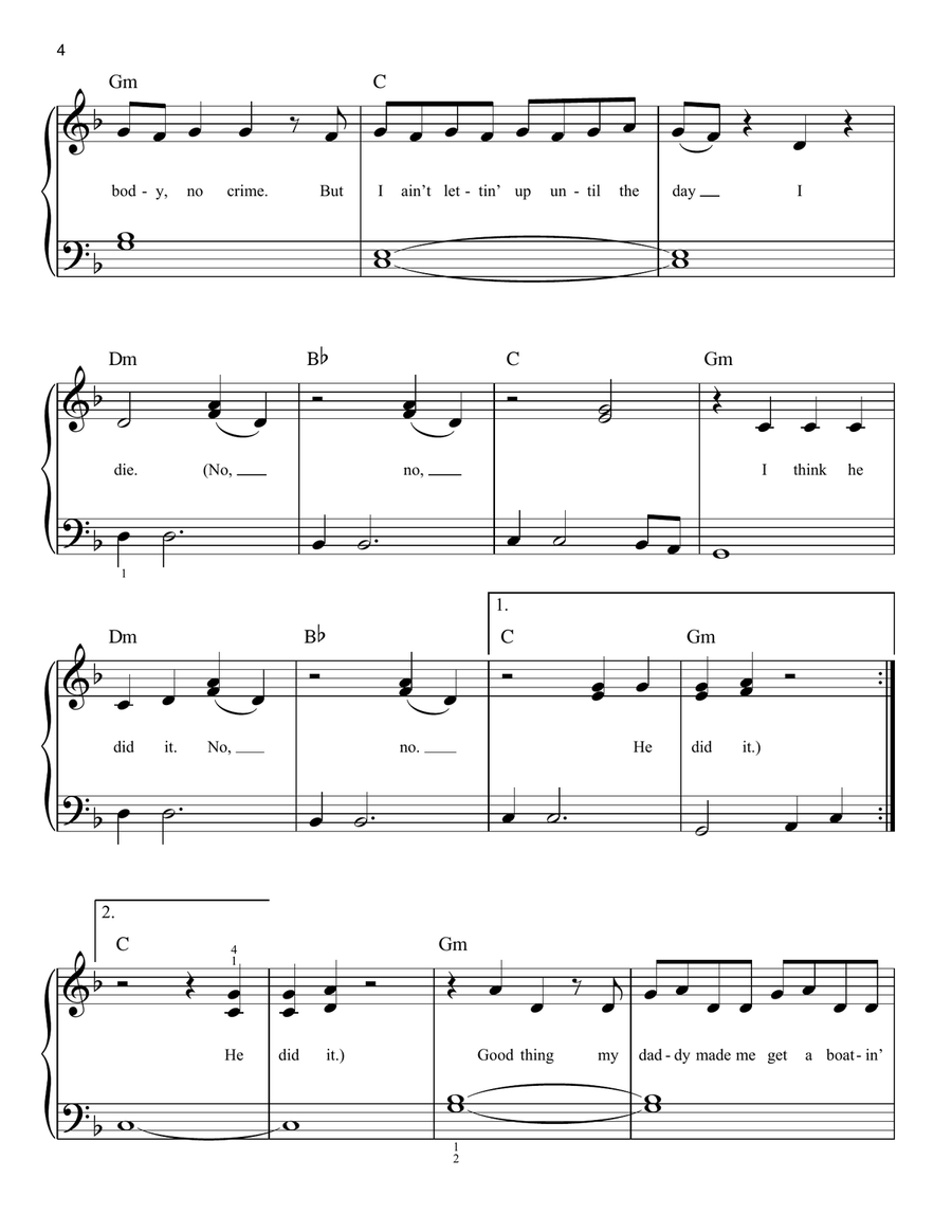no body, no crime (feat. HAIM) by Taylor Swift Easy Piano Digital Sheet Music Sheet Music Plus