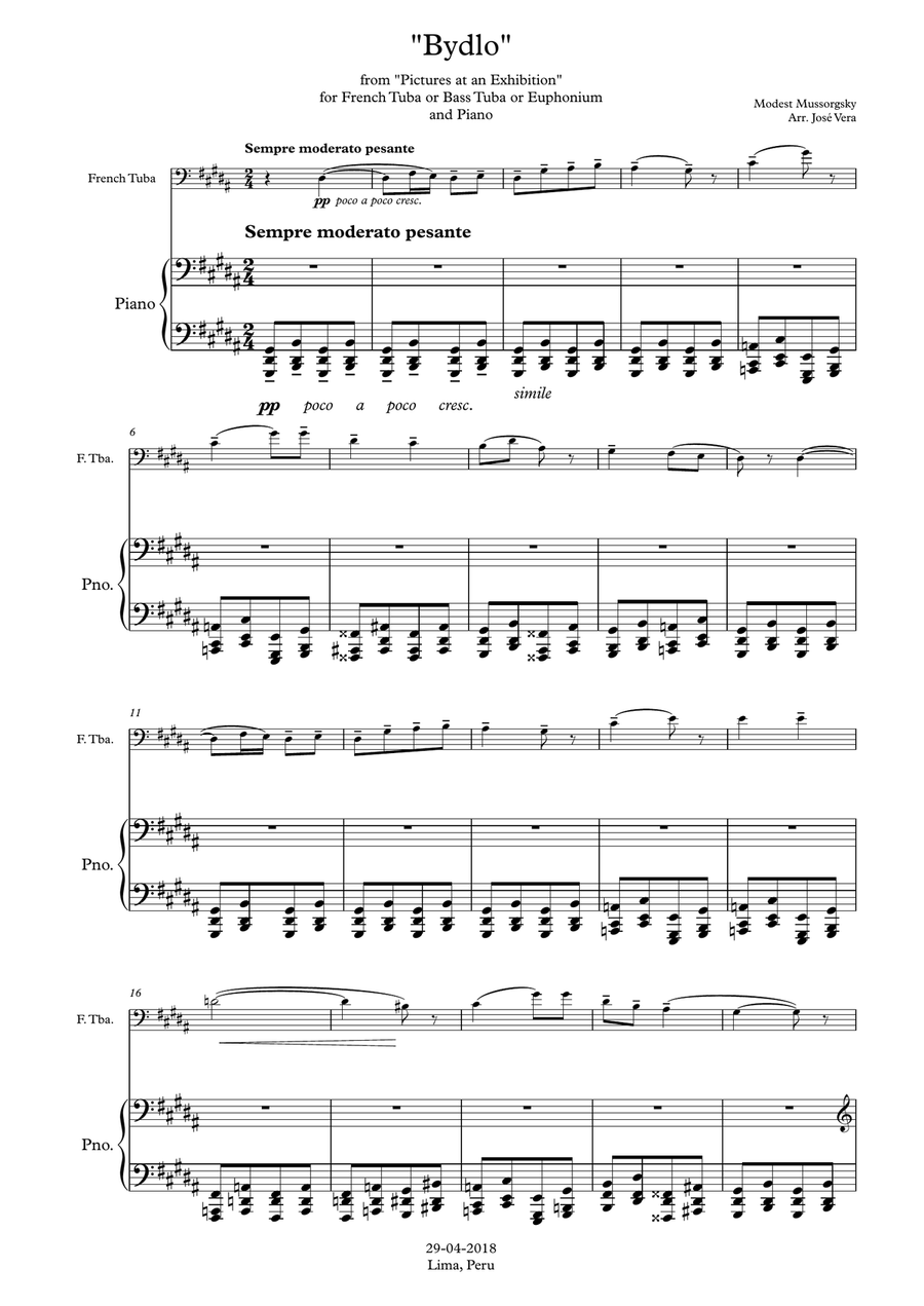 Bydlo for French Tuba and Piano Small Ensemble scores gallery preview page 2