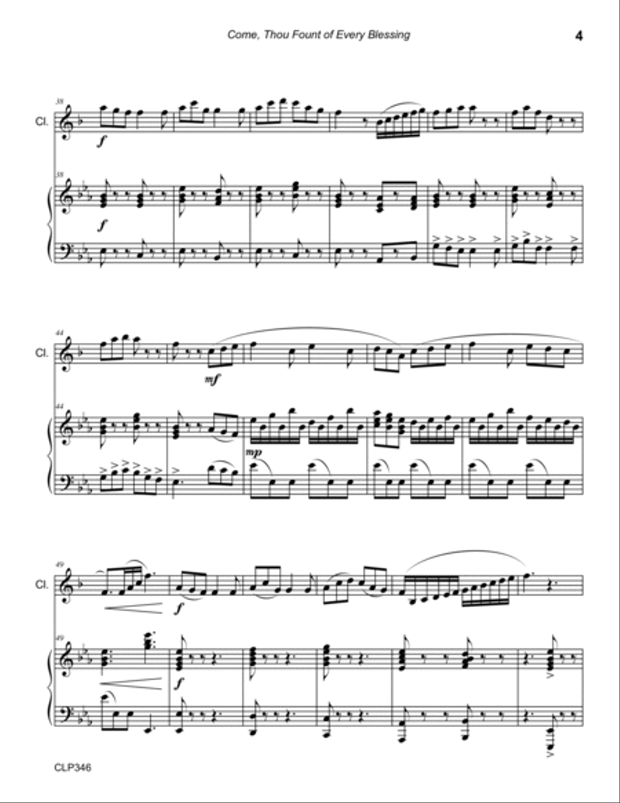 COME THOU FOUNT OF EVERY BLESSING - CLARINET SOLO with Piano Accompaniment Clarinet Solo scores gallery preview page 4