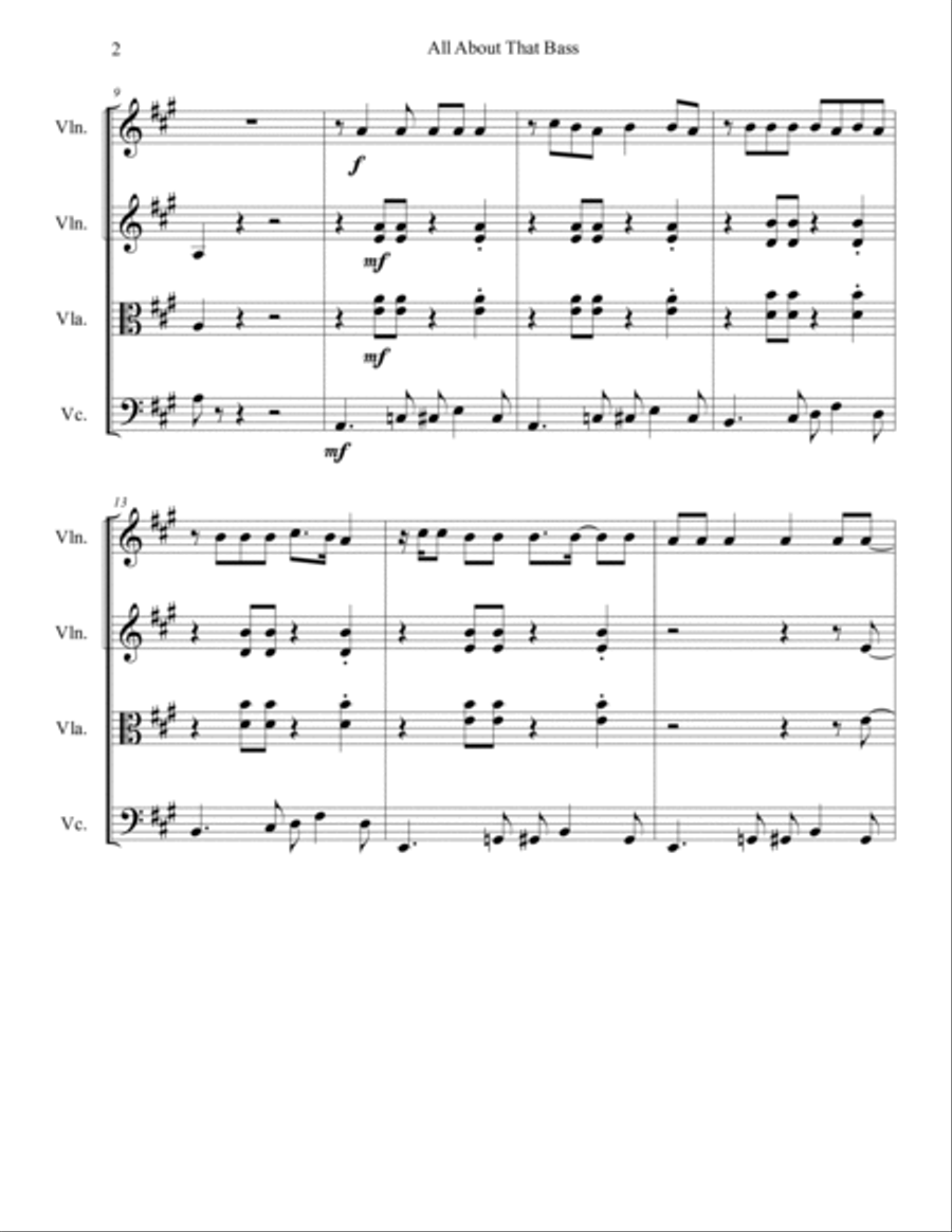 All About That Bass String Trio scores gallery preview page 3
