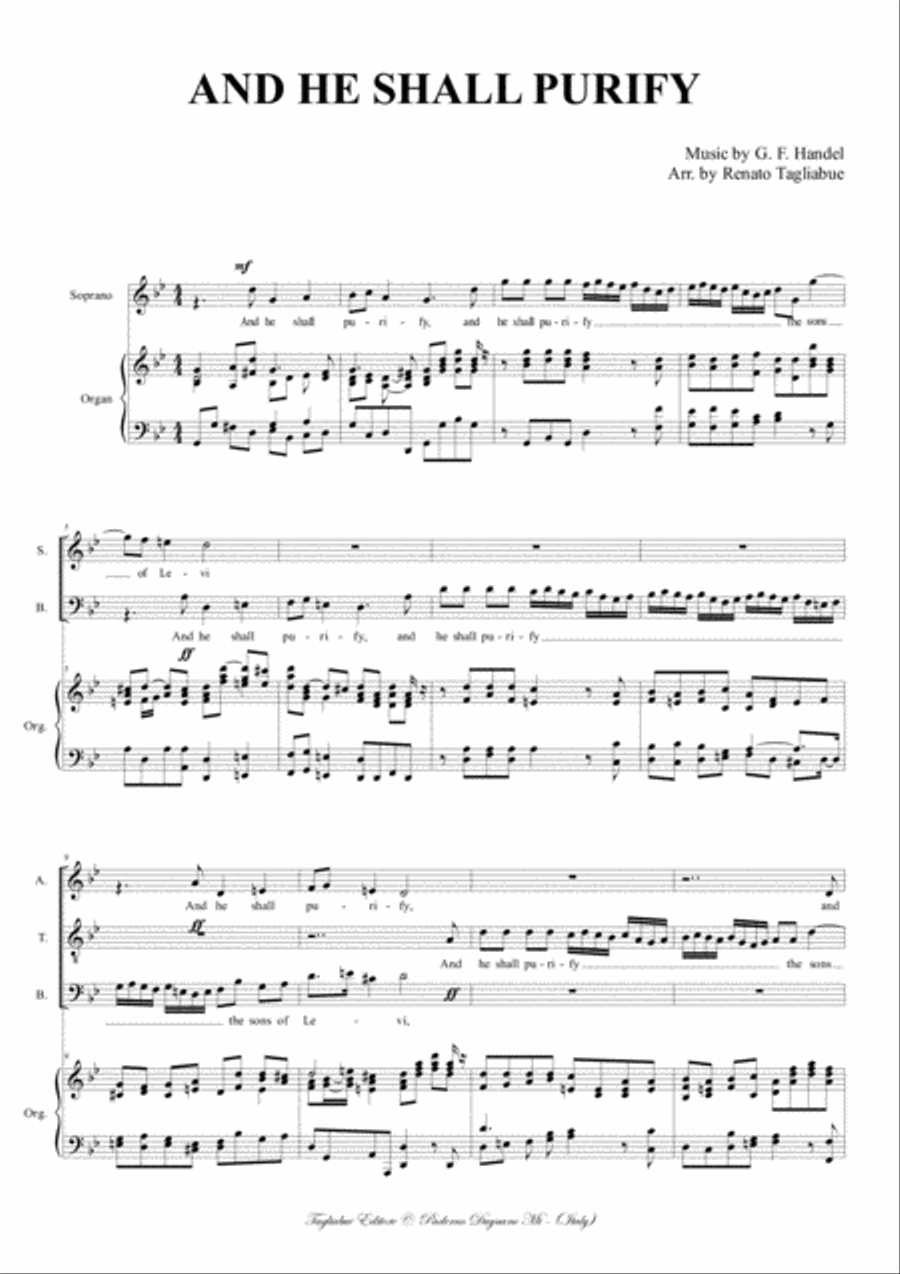 AND HE SHALL PURIFY - Messiah - For SATB Choir and Organ 4-Part scores gallery preview page 2