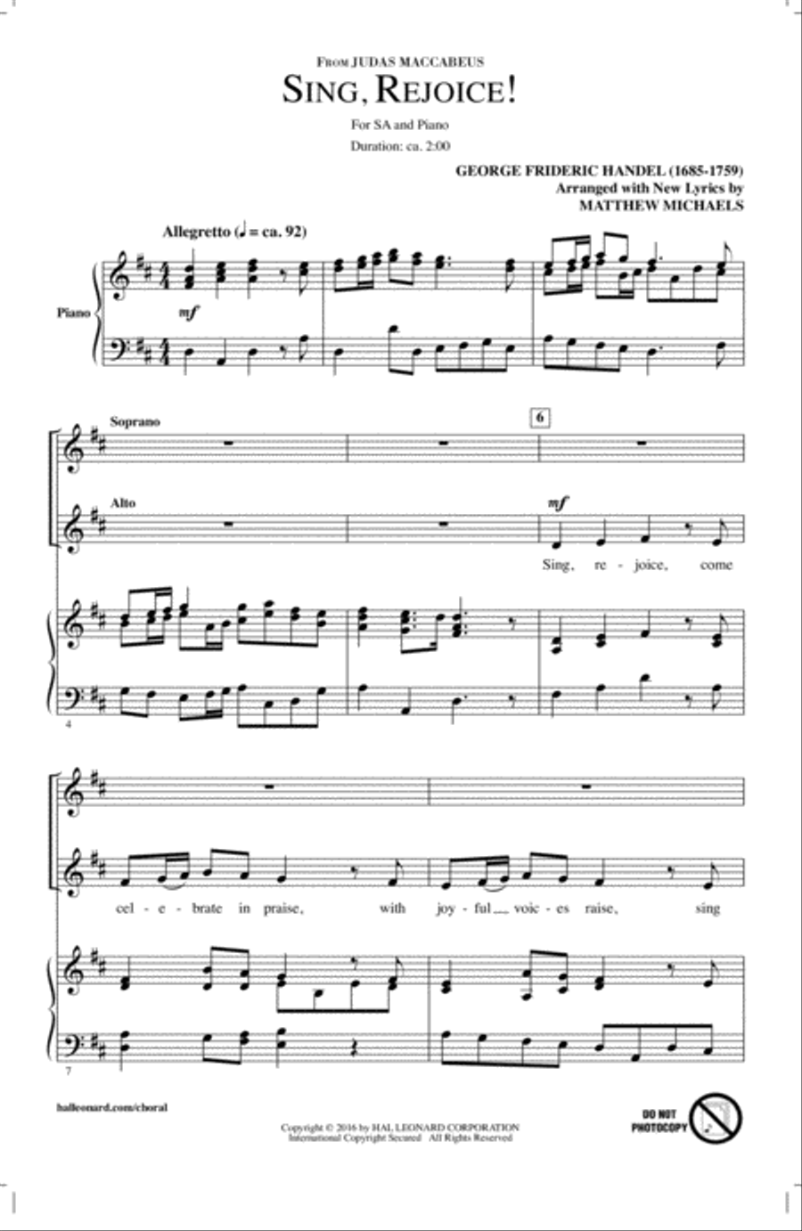 Sing, Rejoice! (from Judas Maccabaeus)