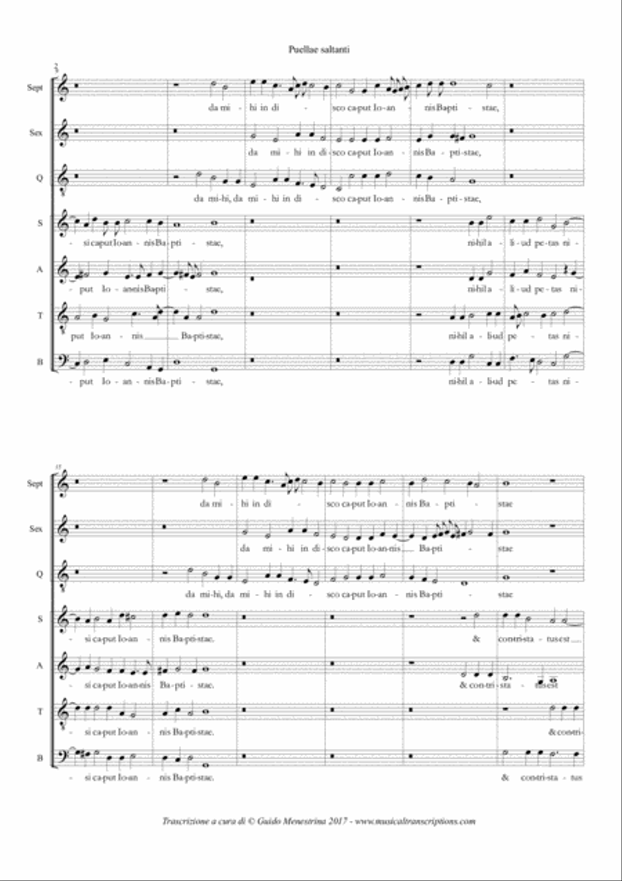 Tiburzio Massaino - Puellae saltanti (1607) A Cappella scores gallery preview page 2