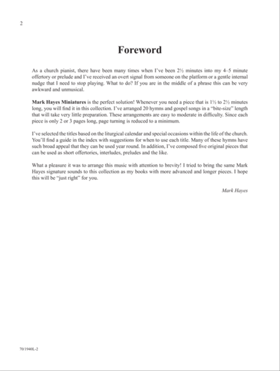 Mark Hayes Miniatures Piano Solo scores gallery preview page 2