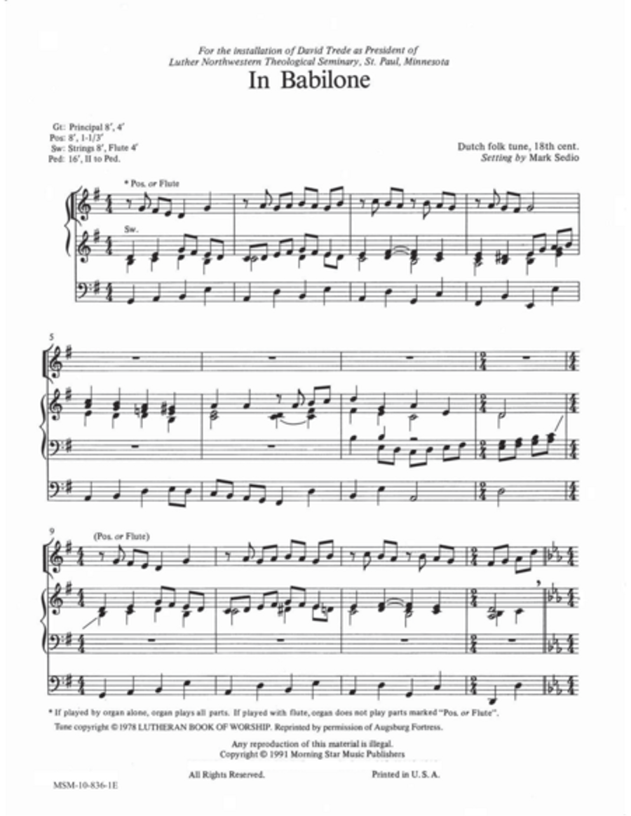 In Babilone Organ scores gallery preview page 1