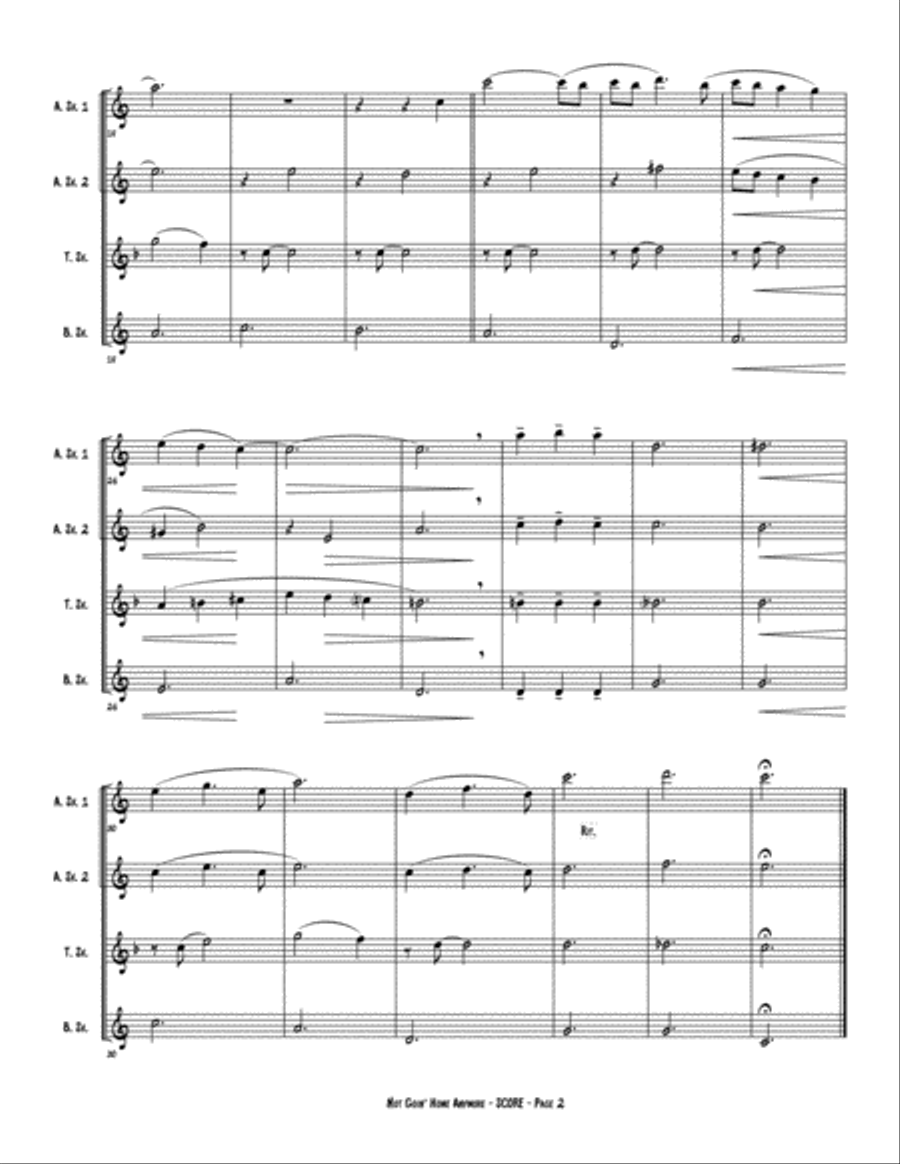 Not Goin' Home Anymore Saxophone Quartet scores gallery preview page 4