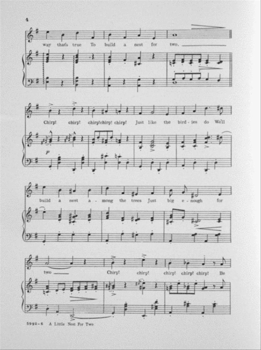 A Little Nest For Two. (Kitty, Tom, and Chorus) Choir scores gallery preview page 4