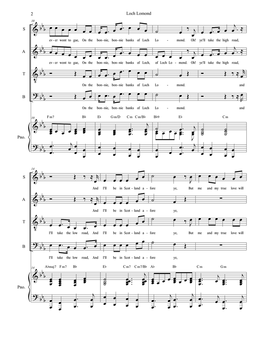 Loch Lomond (SATB) 4-Part scores gallery preview page 2