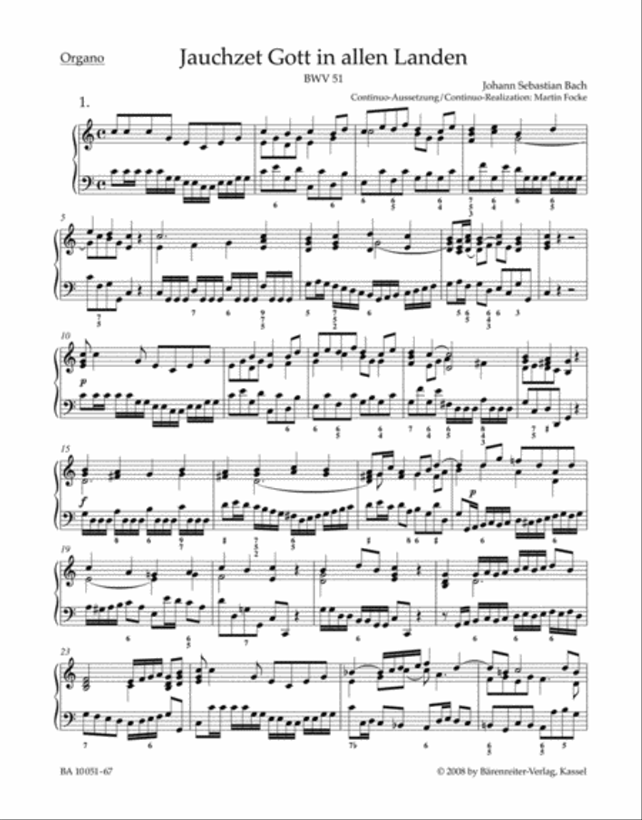 Praise ye God thruout creation, BWV 51 Organ scores gallery preview page 1