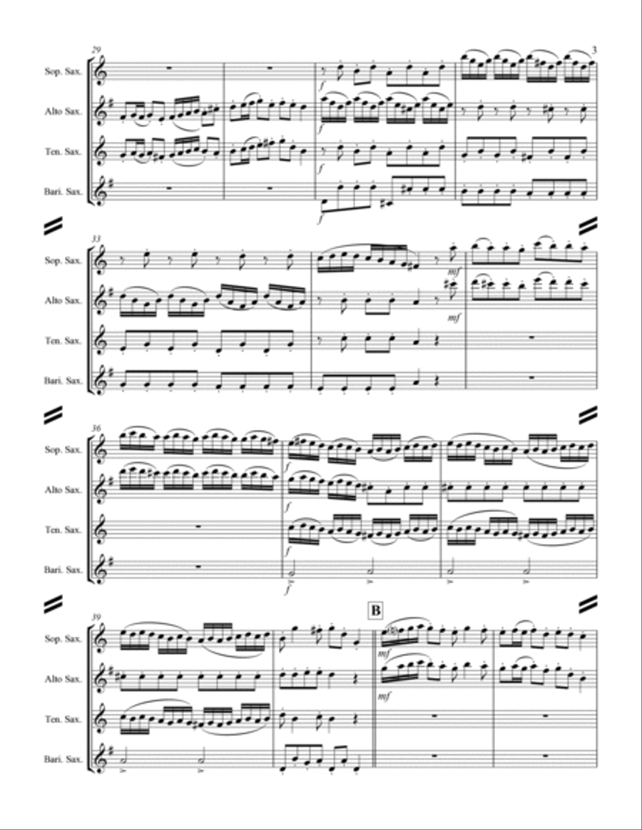 Arrival of the Queen of Sheba (for Saxophone Quartet SATB) Saxophone Quartet scores gallery preview page 4