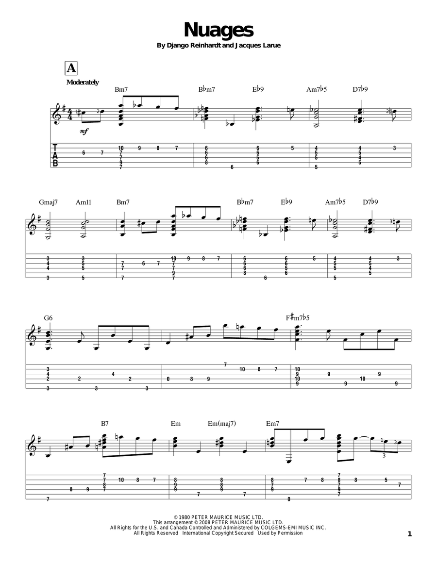 Nuages Electric Guitar scores gallery preview page 1