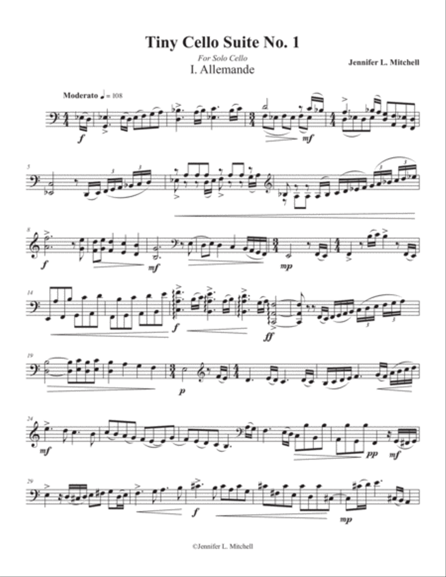 Tiny Cello Suite No. 1 Cello Solo scores gallery preview page 3