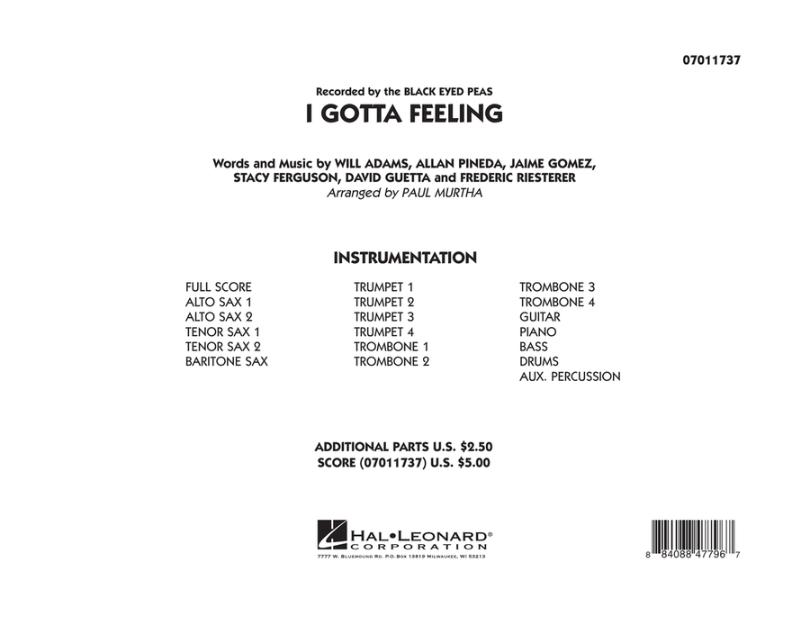 I Gotta Feeling - Full Score Jazz Ensemble scores gallery preview page 1