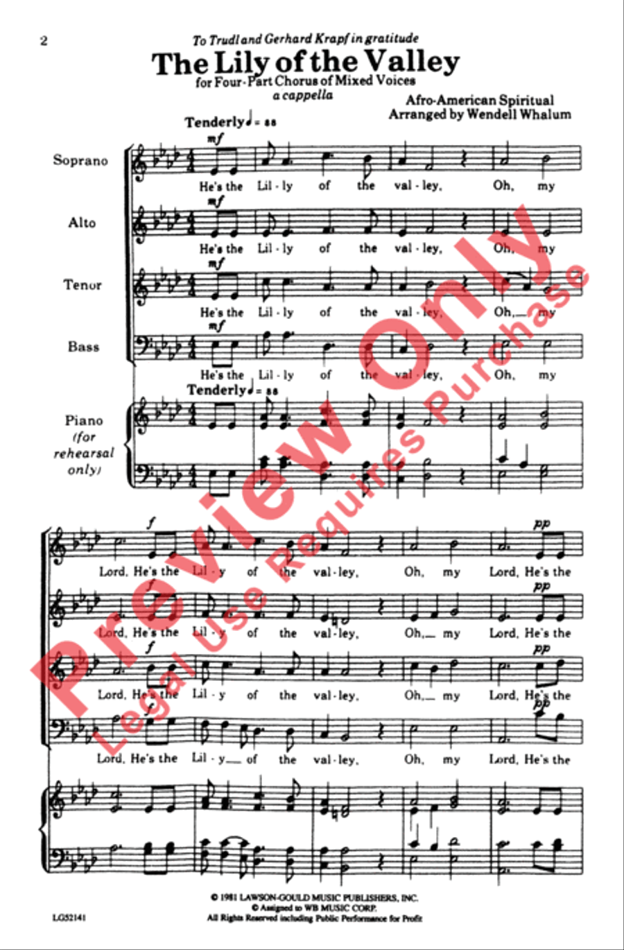 The Lily of the Valley The Lily of the Valley 4-Part scores gallery preview page 2