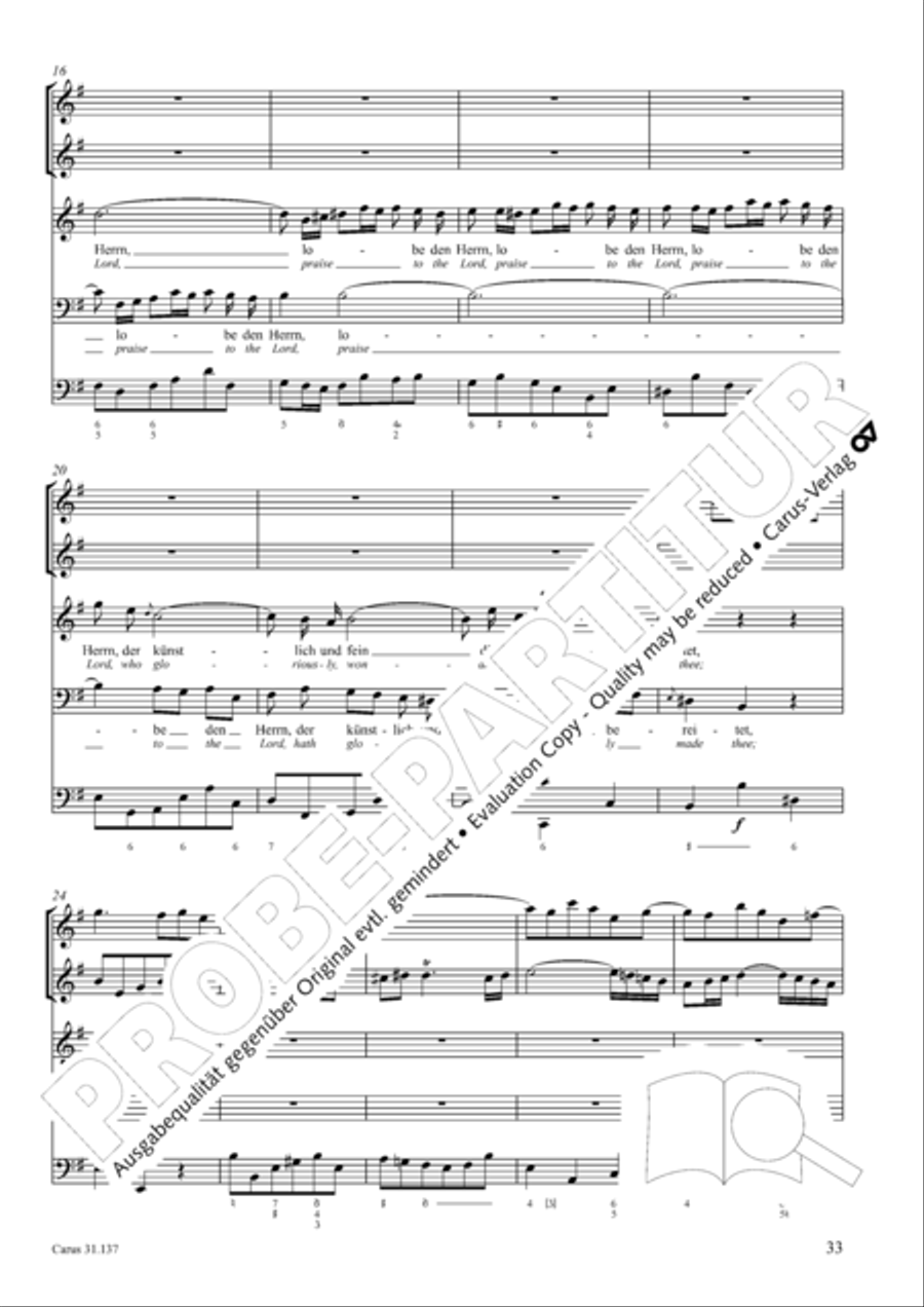 Praise ye, Almighty God, King and our ruler exalted (Lobe den Herren, den machtigen Konig der Ehren) ATB scores gallery preview page 34