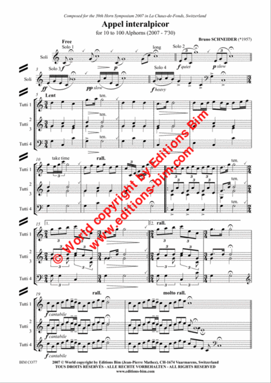 Appel interAlpiCor Alphorn scores gallery preview page 2