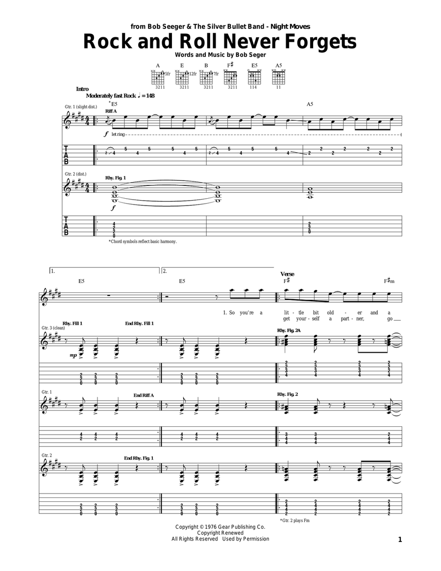 Rock And Roll Never Forgets Acoustic Guitar scores gallery preview page 1