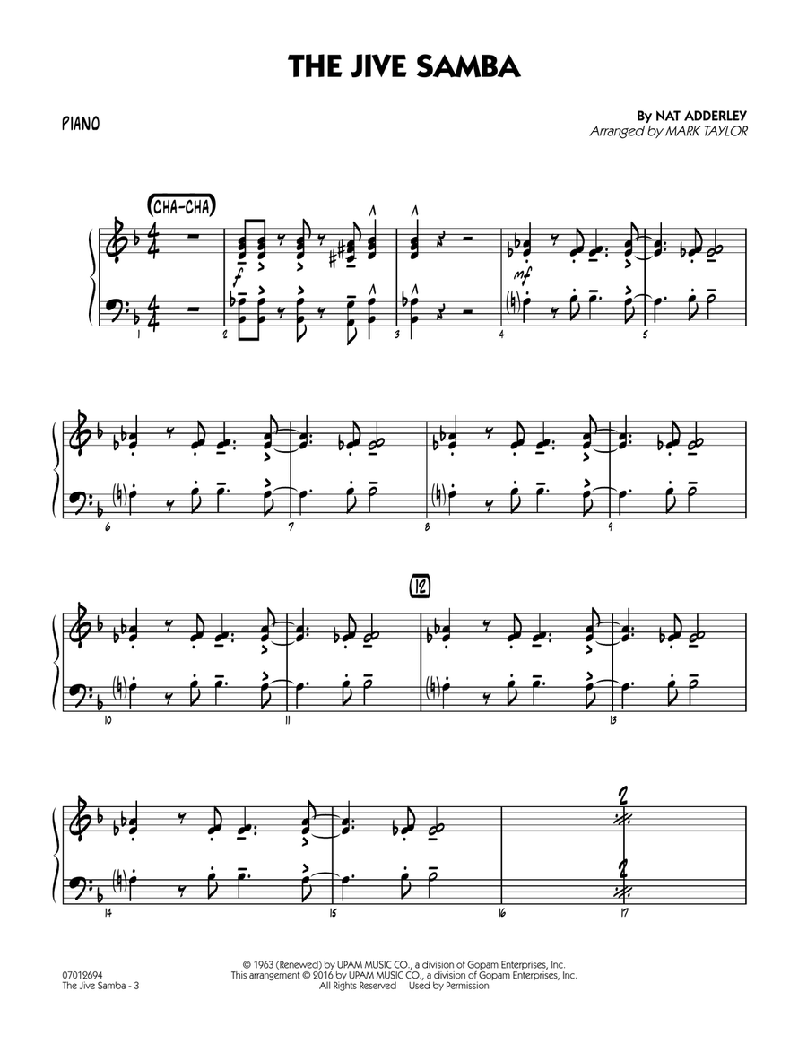 The Jive Samba - Piano The Jive Samba - Piano Jazz Ensemble scores gallery preview page 3