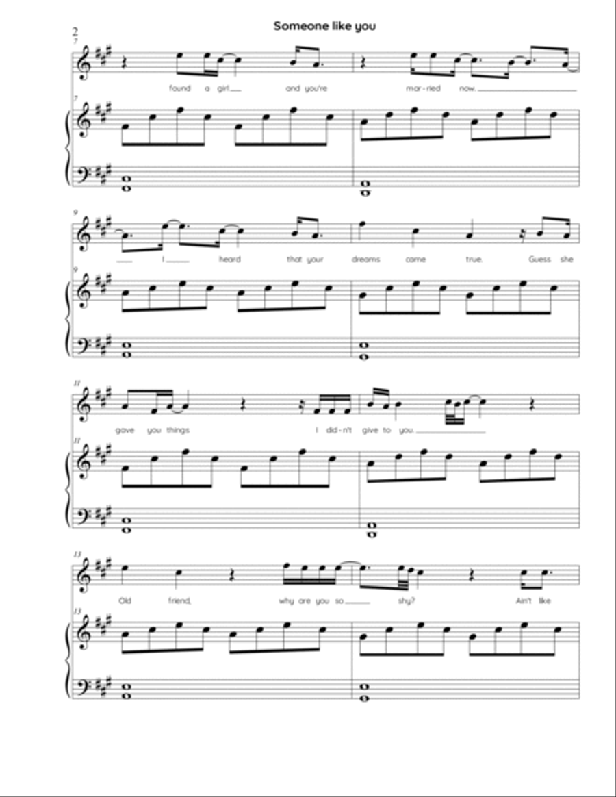 Someone Like You Easy Piano scores gallery preview page 2