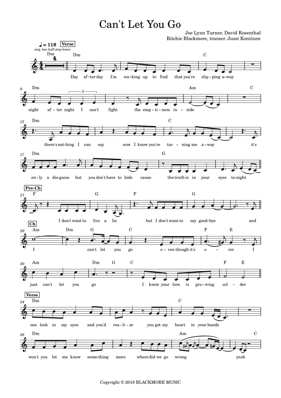 Can't Let You Go Voice scores gallery preview page 1