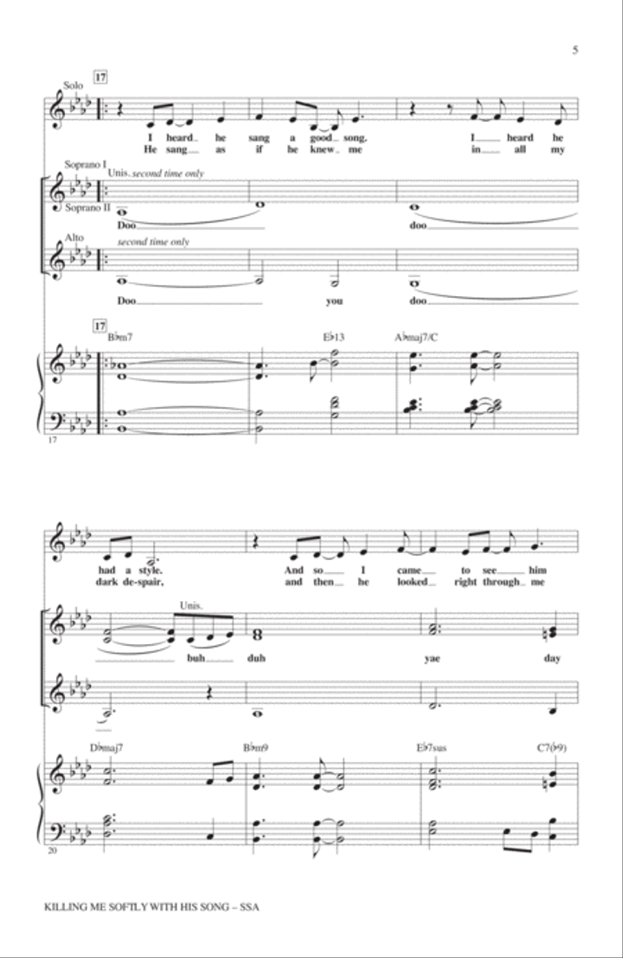 Killing Me Softly With His Song (arr. Paris Rutherford) SSA scores gallery preview page 3