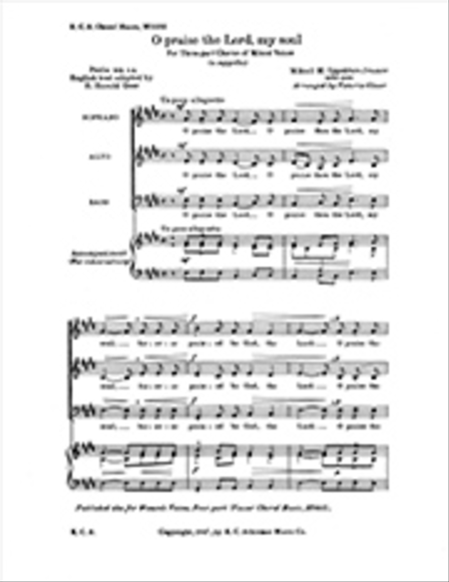 O Praise the Lord, My Soul 3-Part scores gallery preview page 1
