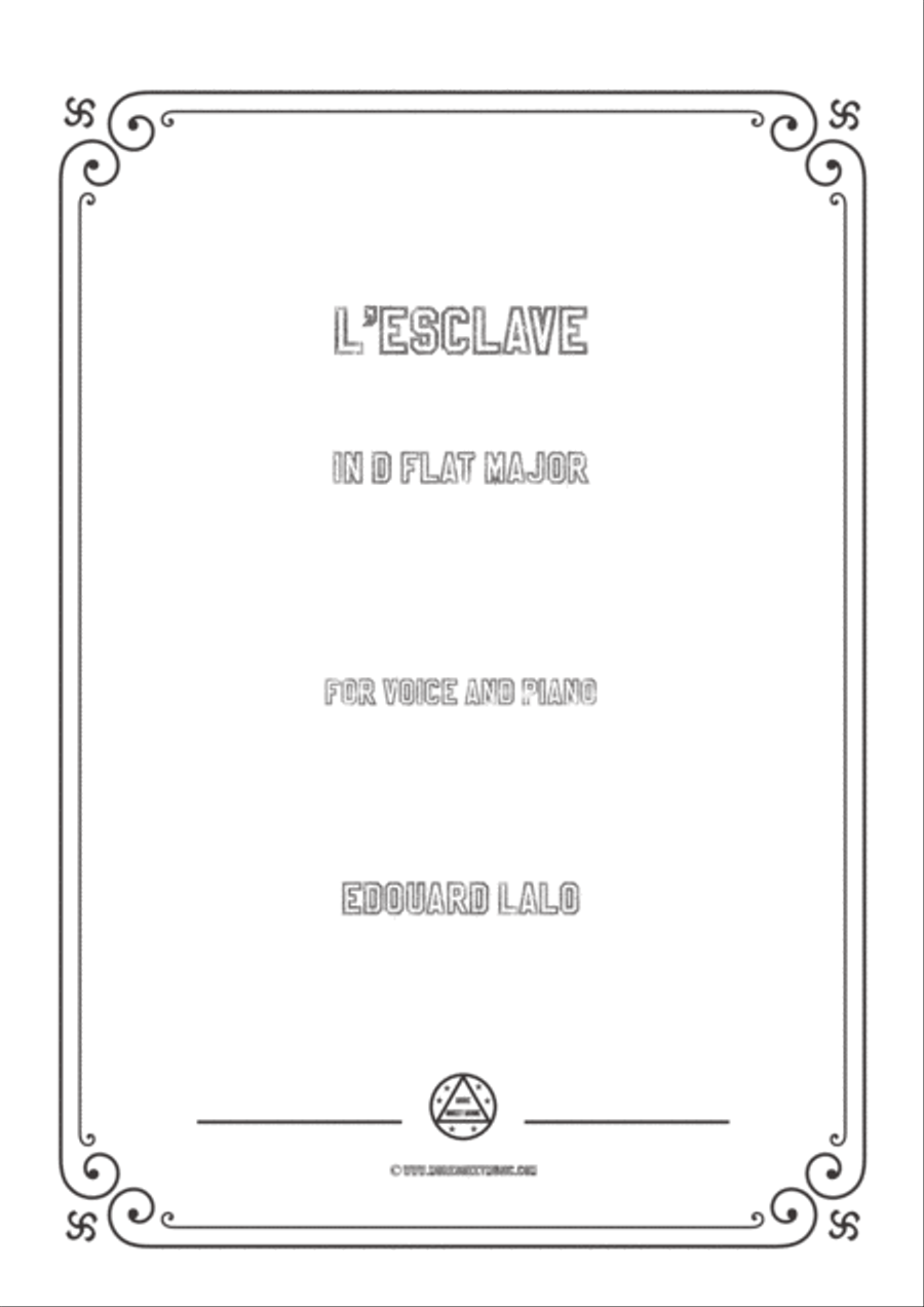 Lalo-L'esclave in D flat Major,for Voice and Piano Voice Solo scores gallery preview page 1