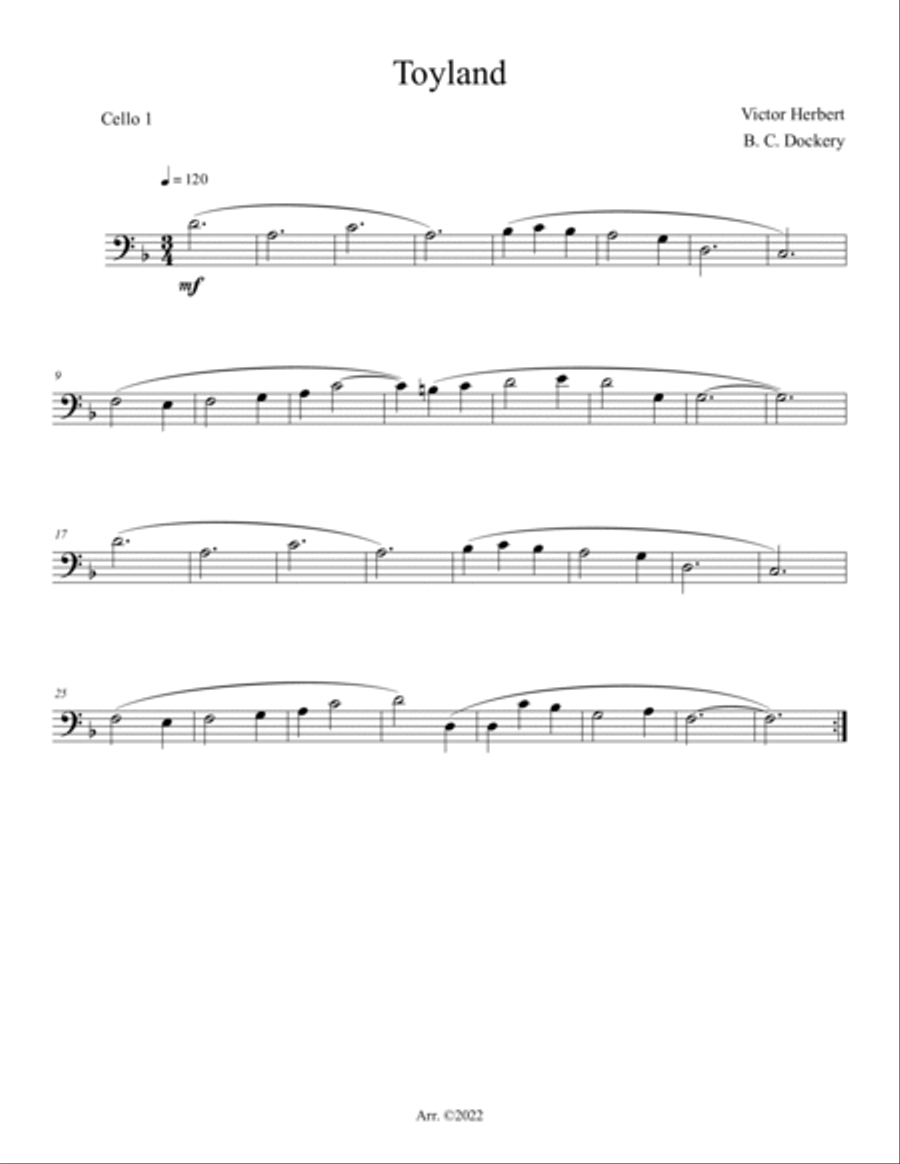 Toyland (Cello Duet with Piano Accompaniment) String Duet scores gallery preview page 3