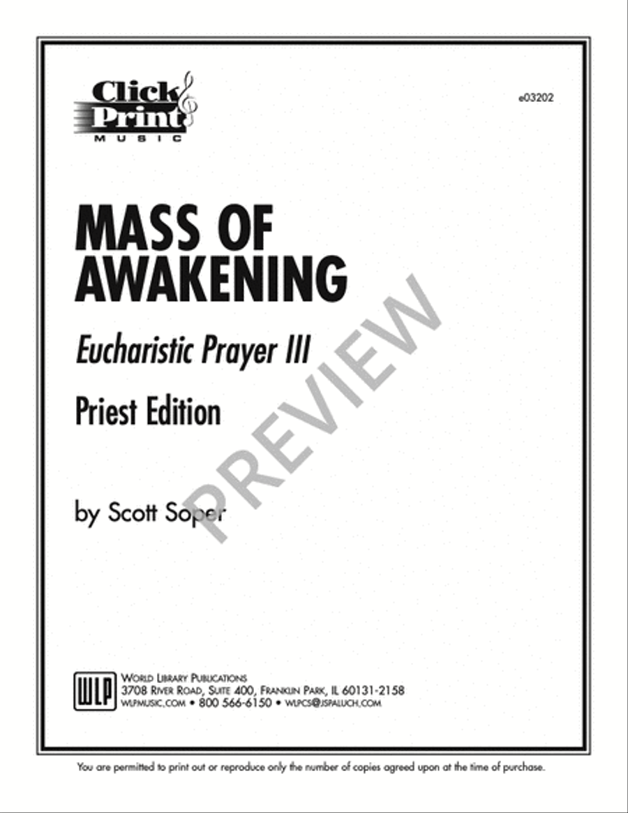 Mass of Awakening-Eucharistic Prayer III-Priest Edition Mass scores gallery preview page 9