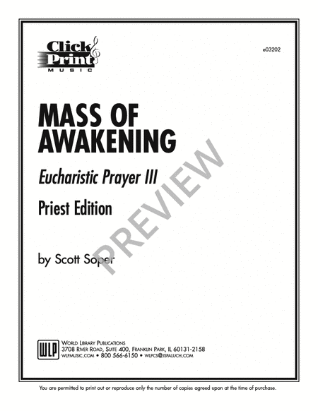 Mass of Awakening-Eucharistic Prayer III-Priest Edition