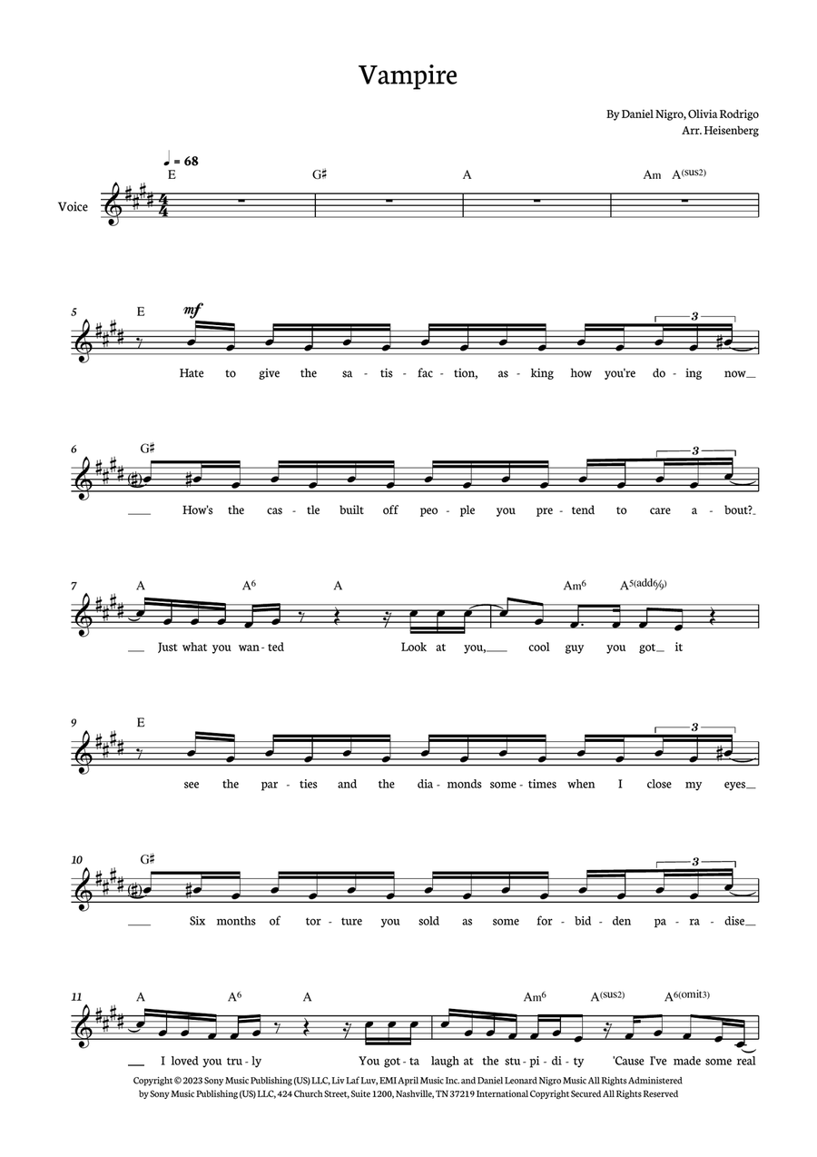 Vampire Acoustic Guitar scores gallery preview page 1