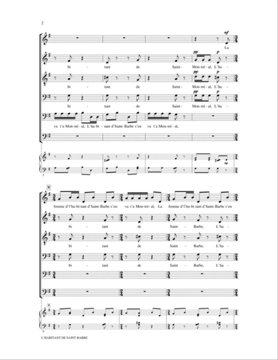 L'Habitant De Saint Barbe 4-Part scores gallery preview page 2
