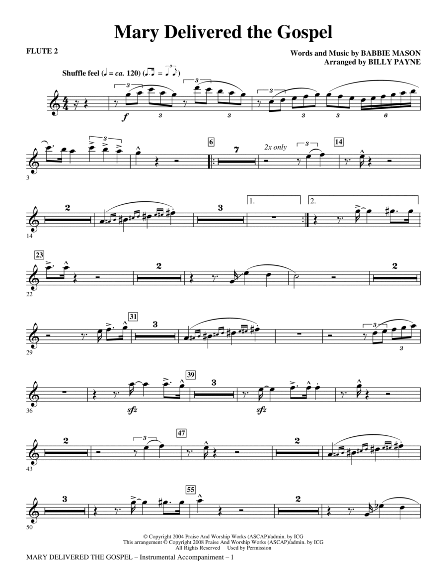 Mary Delivered The Gospel - Flute 2 Choir scores gallery preview page 1