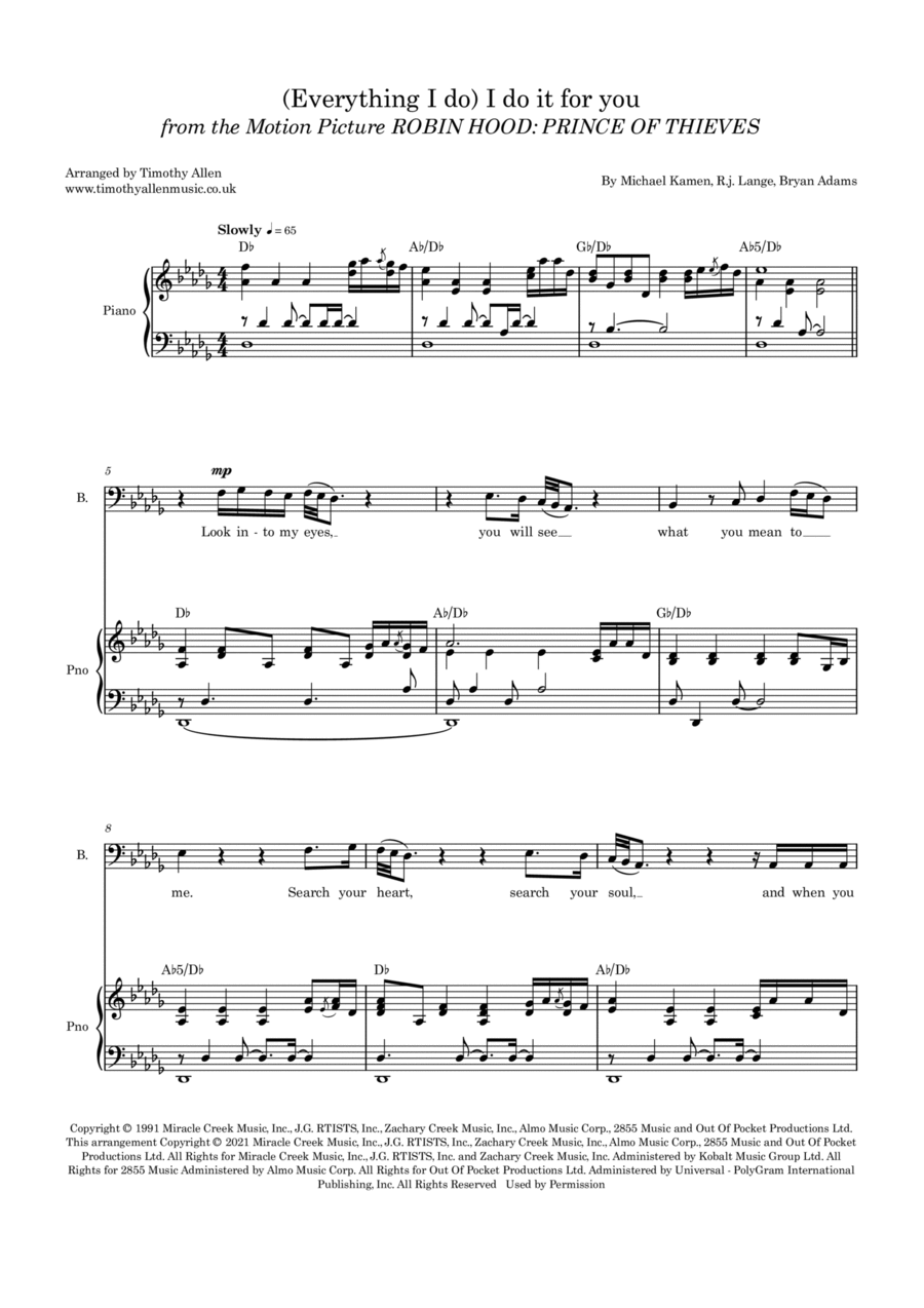 (everything I Do) I Do It For You 4-Part scores gallery preview page 1