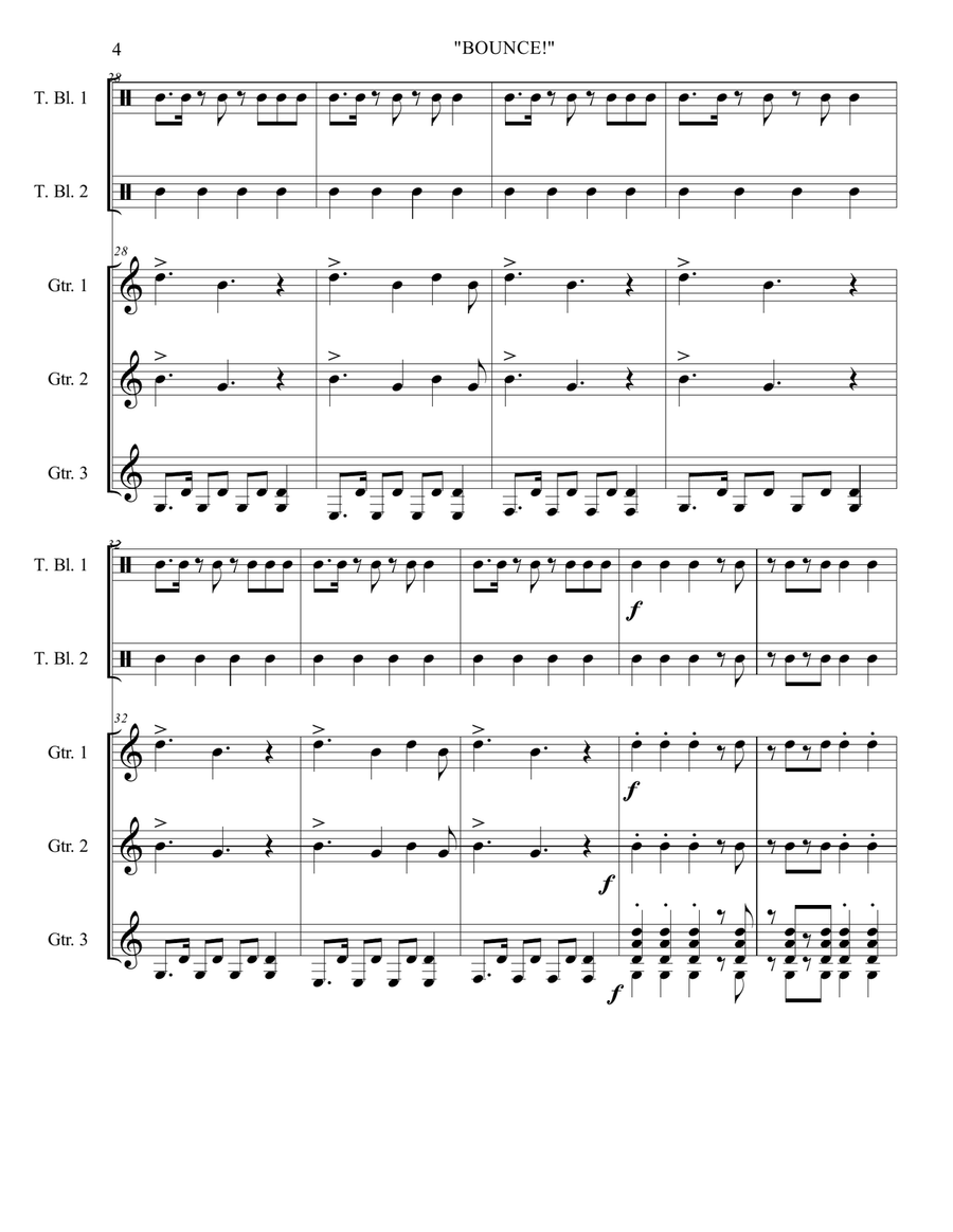 BOUNCE! - Junior Guitar Ensemble (Score & Parts) image number null