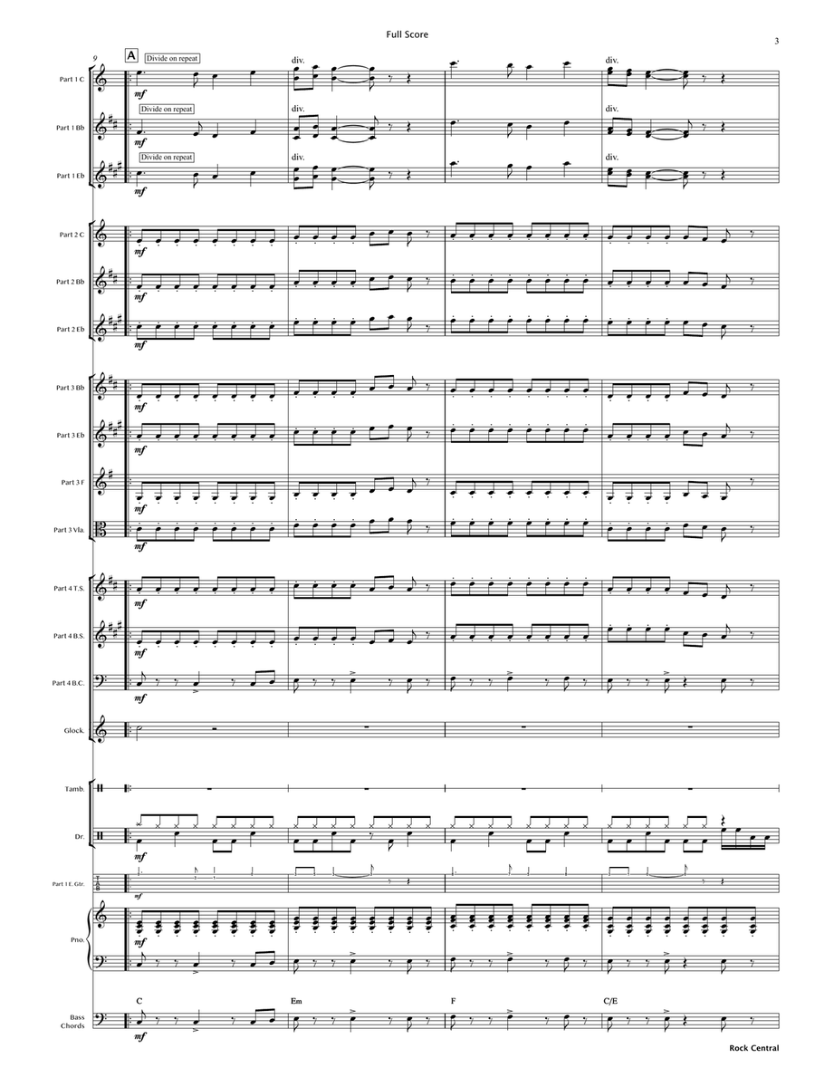 Rock Central (Flexible Instrumentation) Concert Band scores gallery preview page 5