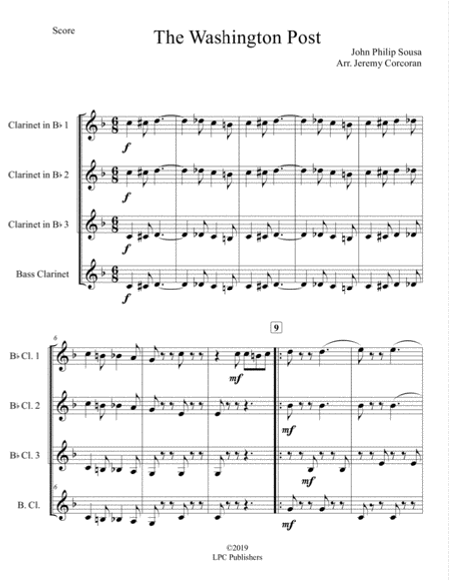 The Washington Post March for Clarinet Quartet Clarinet Quartet scores gallery preview page 2