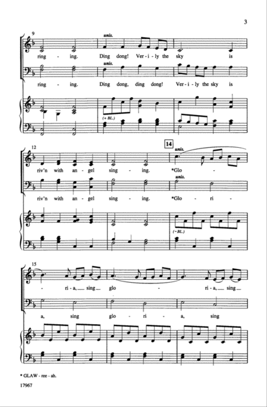 Ding Dong! Merrily on High / He Is Born! 4-Part scores gallery preview page 3