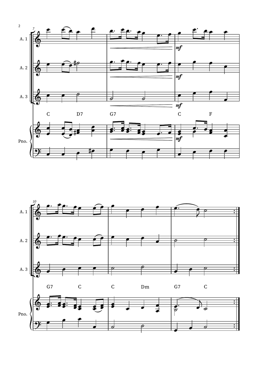 English Country Garden – Alto Recorder Trio Sheet Music (with Optional Piano) Alto Recorder scores gallery preview page 2