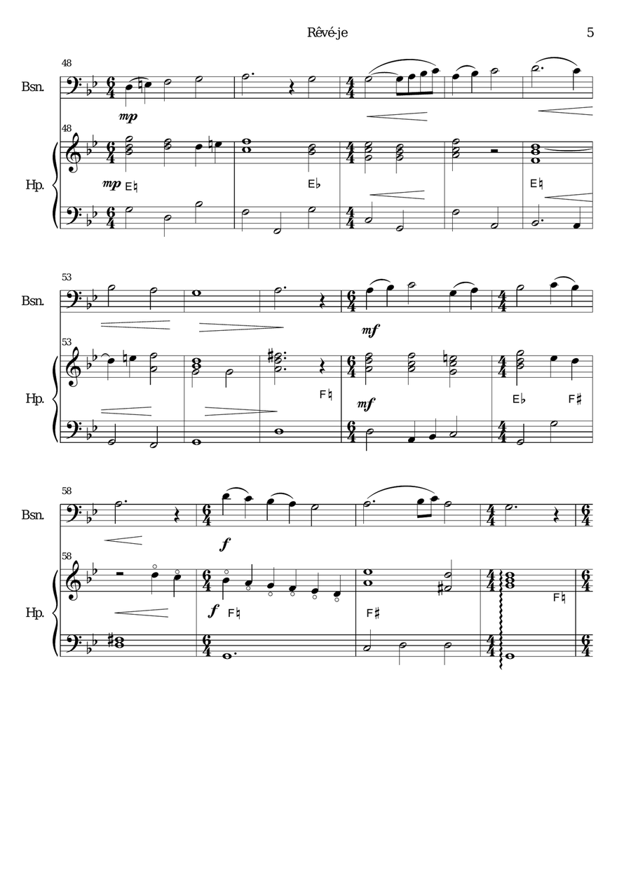 Rêvé-je (Am I Dreaming?) for bassoon and harp Bassoon scores gallery preview page 5
