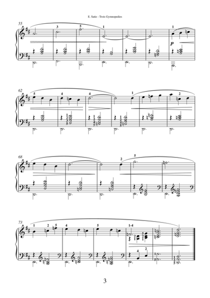 Trois Gymnopedies (NEW EDITION) by Erik Satie for piano solo